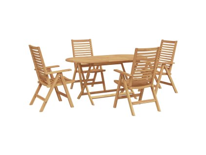 Zahradní jídelní souprava 5 pcs Hnědá Pevné teakové dřevo 3356878
