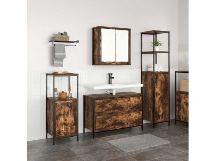 Sada koupelnového nábytku 3 pcs Kouřový dub kompozitní dřevo 3328361