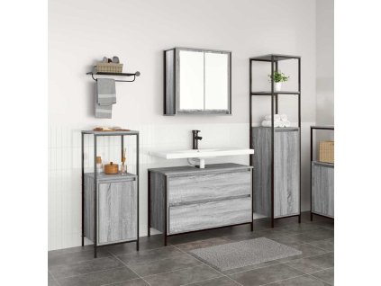 Sada koupelnového nábytku 3 pcs Šedá Sonoma kompozitní dřevo 3328362