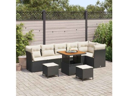 Sada zahradních pohovek 9 pcs Černá polyratan 3361500