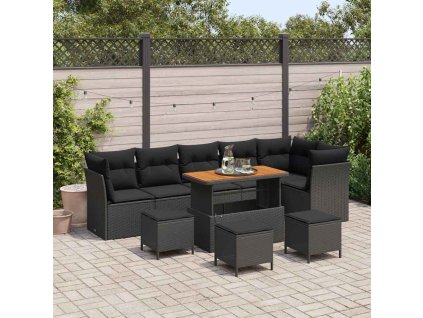 Sada zahradních pohovek 10 pcs Černá polyratan 3361509