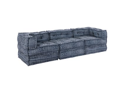 3místný modulární pouf pohovka přestavitelná indigo látka 3315112