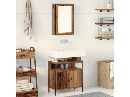 Sada koupelnového nábytku 2 pcs Hnědá Kompozitní dřevo 3332524