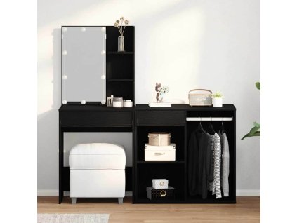 LED Toaletní stolek Set se zásuvkou Černý dub 140 x 40 x 140 cm 3333045