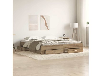 Rám postele Artisanový dub 180 x 200 cm kompozitní dřevo 3333961