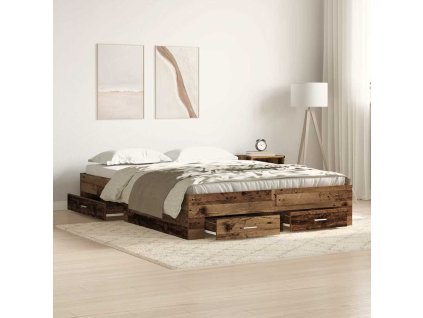 Rám postele Staré dřevo 140 x 190 cm kompozitní dřevo 3333972