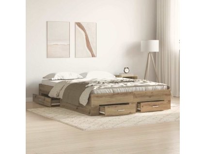 Rám postele Artisanový dub 140 x 190 cm kompozitní dřevo 3333973