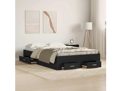 Rám postele se zásuvkou Černý dub 120 x 190 cm kompozitní dřevo 3333980