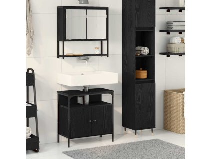 Sada koupelnového nábytku se dveřmi 2 pcs Černá 60 x 30 x 60 cm 3334321