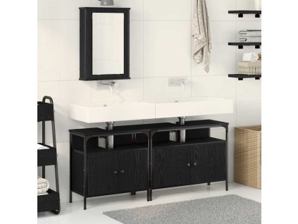 Koupelnové umyvadlové jednotky 3 pcs Černá 80 x 30 x 60 cm 3334393