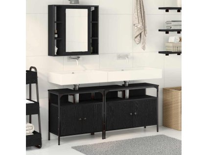 Koupelnové umyvadlové jednotky 3 pcs Černá Kompozitní dřevo 3334399