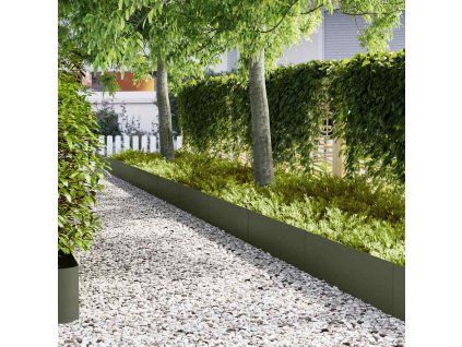 Obrubníky trávníku 50 pcs Olivově zelená 100 x 0.5 x 30 cm Ocel 3335791