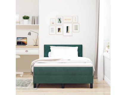 LED box pružinová postel s čelo Tmavě zelená 120 x 200 cm samet 3342713