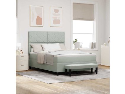 Postel s boxspringem s matrací Světle šedá 140 x 190 cm samet 3344576