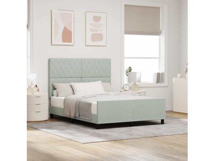 Postel s boxspringem s čelo Světle šedá 140 x 190 cm samet 3344873