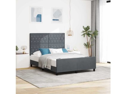 Rám postele s čelo Tmavě šedá 140 x 190 cm samet 3344874
