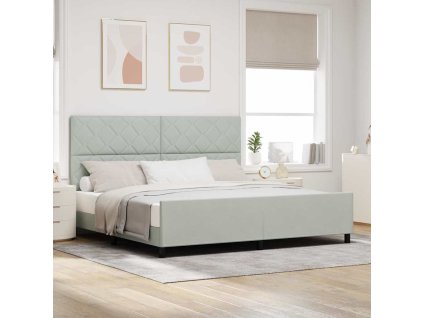 Rám postele s čelo Světle šedá 200 x 200 cm samet 3345029