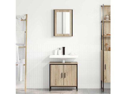 Sada koupelnového nábytku s policí 2 pcs Hnědá Kompozitní dřevo 3345131