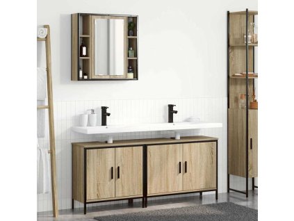 Sada koupelnového nábytku s policí 3 pcs Hnědá Kompozitní dřevo 3345134