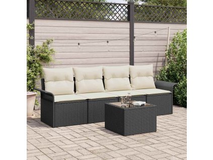 Set pohovek s polštářem 5 pcs Černá polyratan 3345227