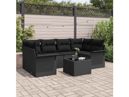 Sada zahradních pohovek 7 pcs Černá Poly ratan 3345263