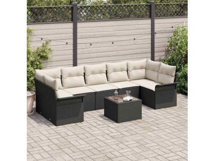 Sada zahradních pohovek 8 pcs Černá Poly ratan 3345277