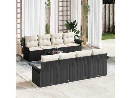 Sada zahradních pohovek 9 pcs Černá Poly ratan 3345287