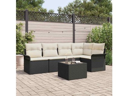 Sada zahradních pohovek s polštářem 6 pcs Černá polyratan 3345367