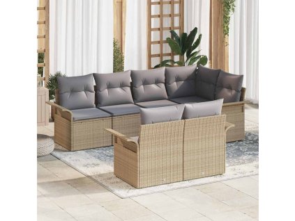 Sada zahradních pohovek s polštářem 7 pcs Béžová polyratan 3345400