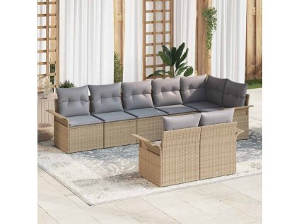 Sada zahradních pohovek s polštářem 8 pcs Béžová polyratan 3345410