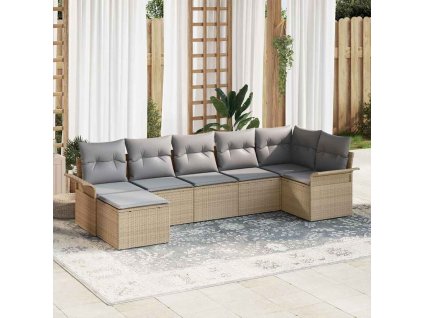 Sada zahradních pohovek s polštářem 7 pcs Béžová polyratan 3345450