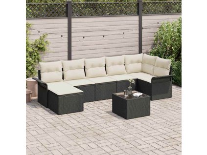 Sada zahradních pohovek s polštářem 8 pcs Černá Poly ratan 3345457