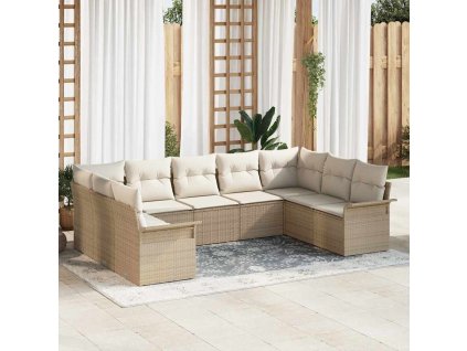 Sada zahradních pohovek s polštářem Béžová polyratan 3345521