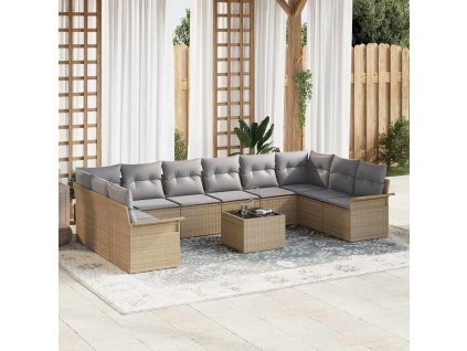 Sada zahradních pohovek s polštářem 11 pcs Béžová polyratan 3345550