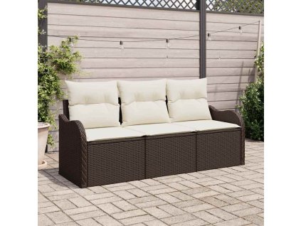 Sada zahradních pohovek s polštářem 3 pcs Hnědá Poly ratan 3345558