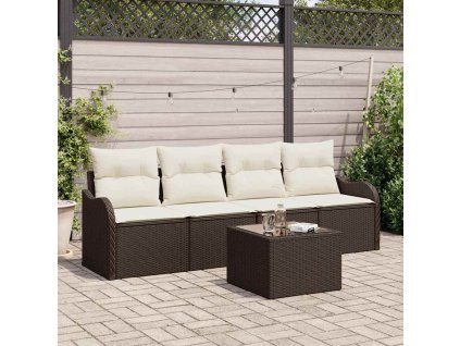 Sada zahradních pohovek Hnědá polyratan 3345568