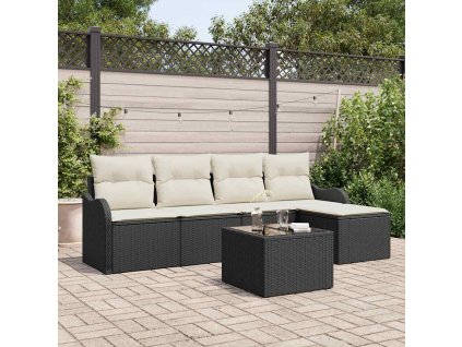 Sada zahradních pohovek 6 pcs Černá polyratan 3345667