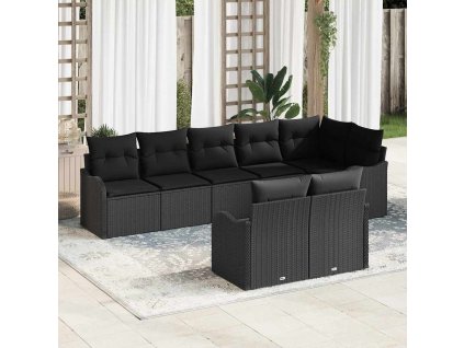 Sada zahradních pohovek 8 pcs Černá polyratan 3345753