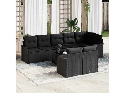 Sada zahradních pohovek 9 pcs Černá polyratan 3345763