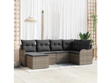 Sada zahradních pohovek 6 pcs Šedá polyratan 3345769