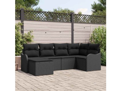 Sada zahradních pohovek 6 pcs Černá polyratan 3345773