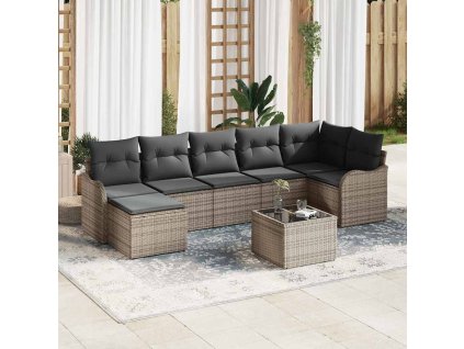 Sada zahradních pohovek 8 pcs Šedá polyratan 3345799