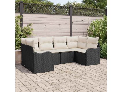 Sada zahradních pohovek s polštářem 6 pcs Černá Poly ratan 3345837