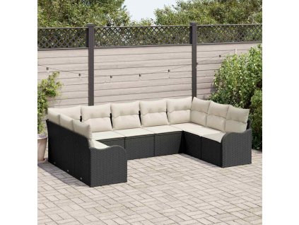 Sada zahradních pohovek 9 pcs Černá polyratan 3345857