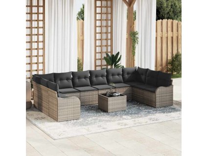 Sada zahradních pohovek Šedá polyratan 3345889