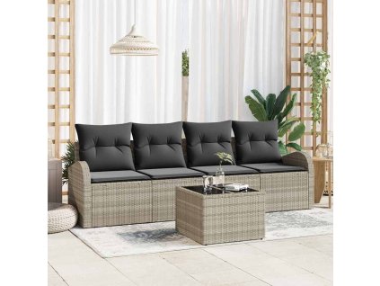 Sada zahradních pohovek Světle šedá 55 x 55 x 37 cm polyratan 3345912