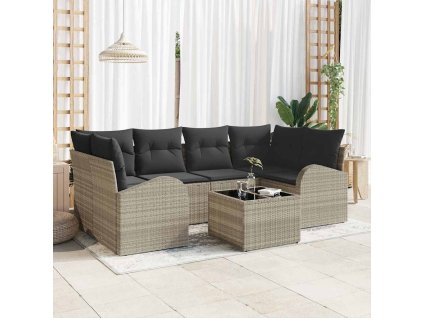 Sada zahradních pohovek Světle šedá 55 x 55 x 37 cm polyratan 3345942