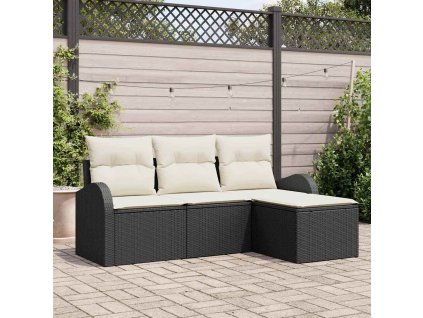 Sada zahradních pohovek Černá polyratan 3345987