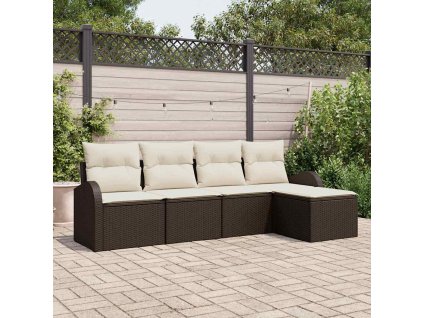 Sada zahradních pohovek 5 pcs Hnědá polyratan 3345998