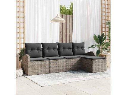 Sada zahradních pohovek Šedá polyratan 3345999